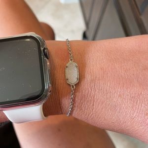 Kendra Scott Elaina Silver Adjustable Silver Chain Bracelet in Iridescent Drusy